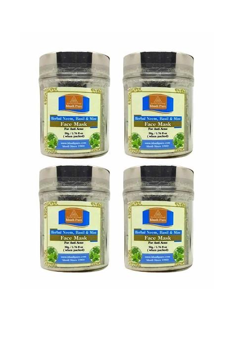 Khadi Pure Set Of 4 Herbal Neem Basil Mint Face Mask For Acne 50 G Each