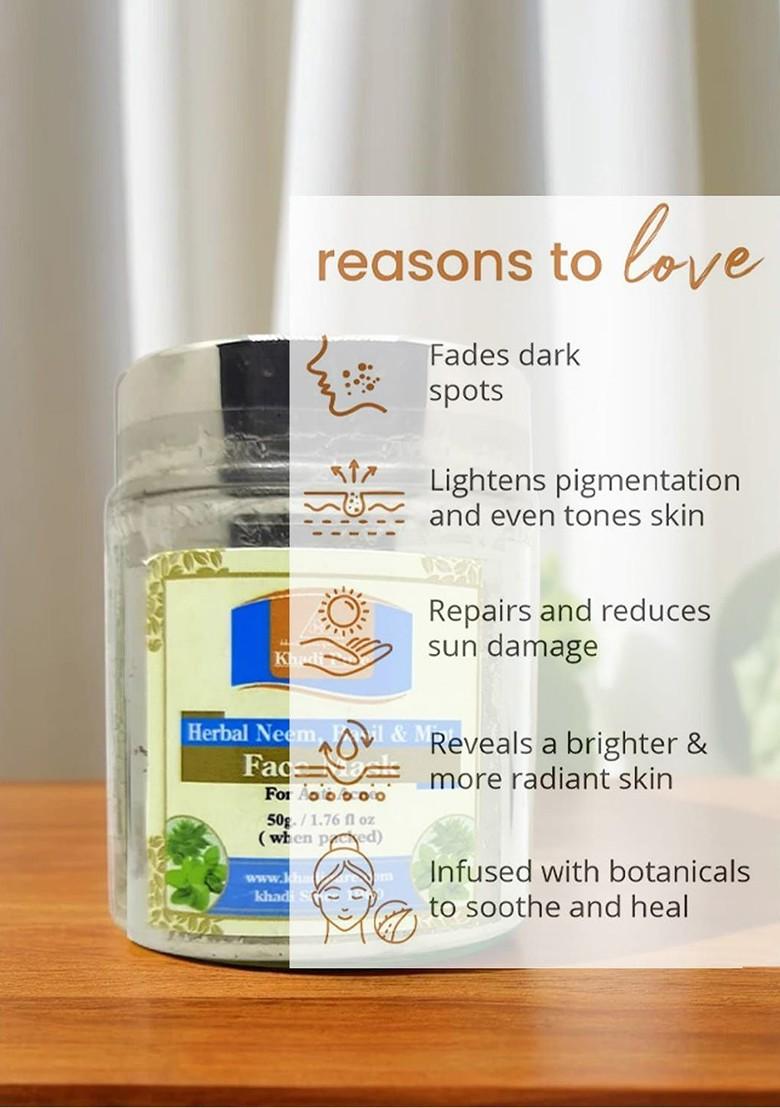 Khadi Pure Set Of 2 Herbal Neem Basil Mint Face Mask For Acne 50 G Each