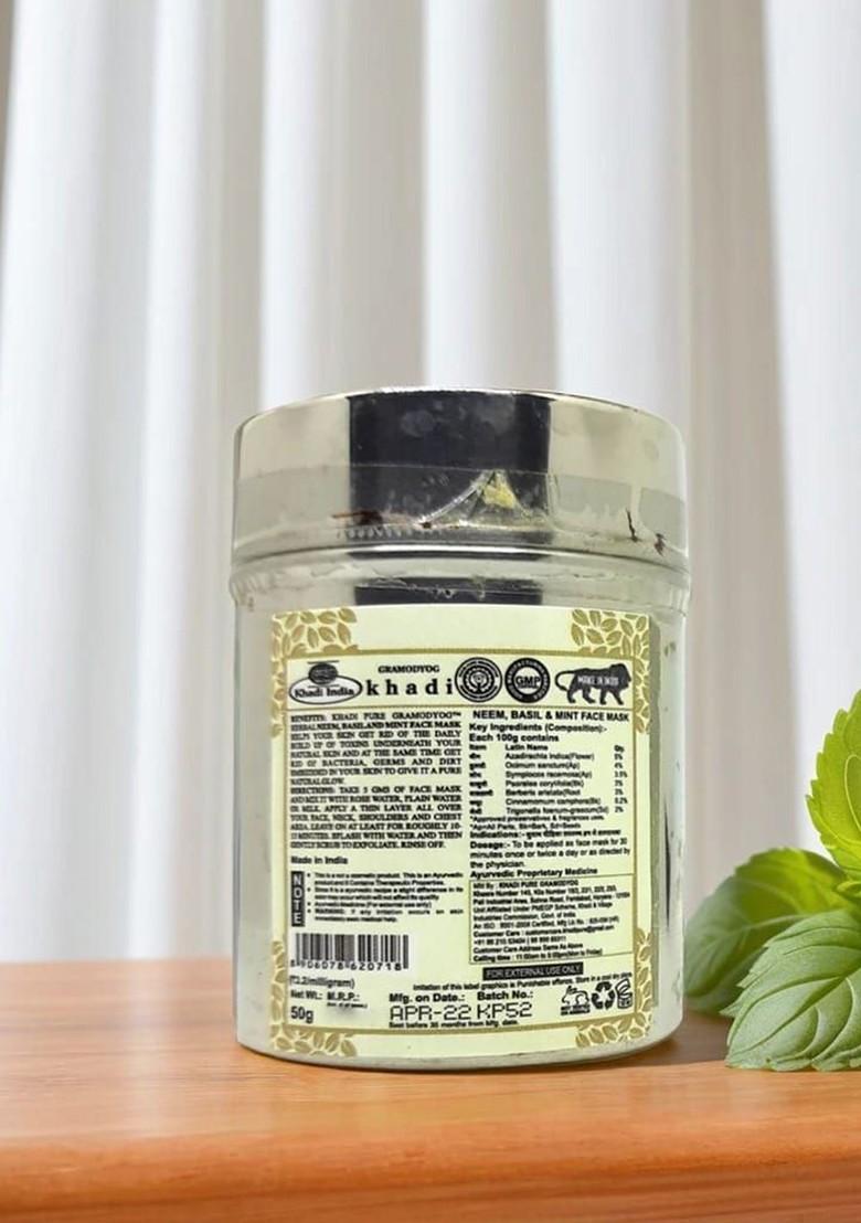 Khadi Pure Set Of 2 Herbal Neem Basil Mint Face Mask For Acne 50 G Each