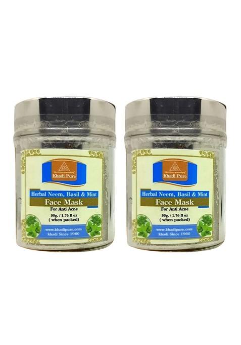 Khadi Pure Set Of 2 Herbal Neem Basil Mint Face Mask For Acne 50 G Each