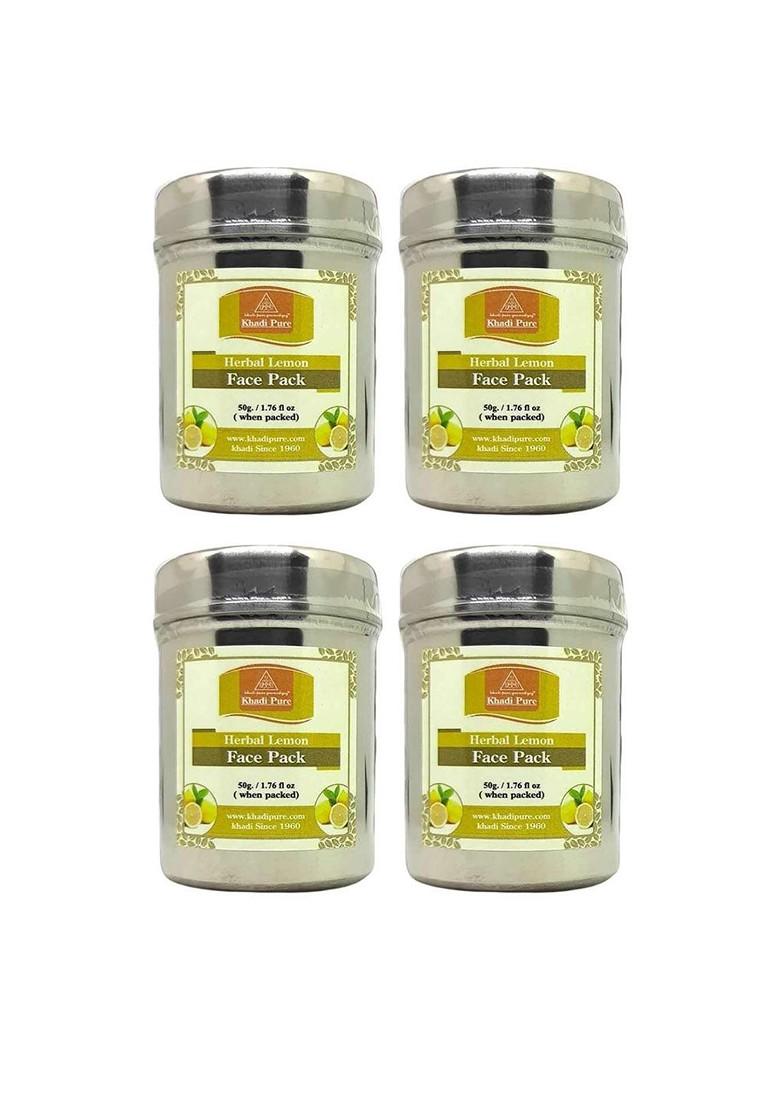 Khadi Pure Set Of 4 Herbal Lemon Face Pack For Skin Brightening 50 G Each