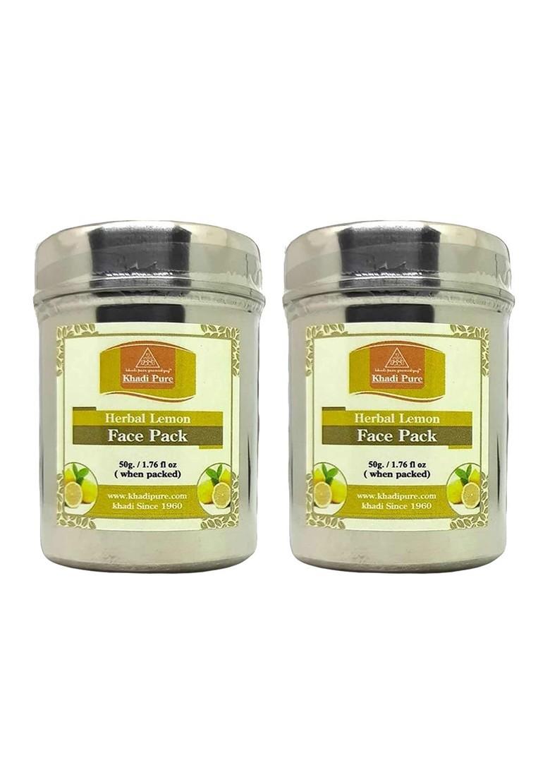 Khadi Pure Set Of 2 Herbal Lemon Face Pack For Skin Brightening 50 G Each