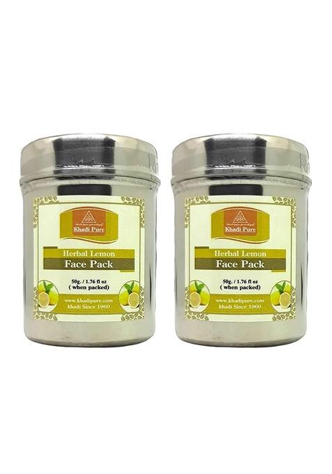 Khadi Pure Set Of 2 Herbal Lemon Face Pack For Skin Brightening 50 G Each