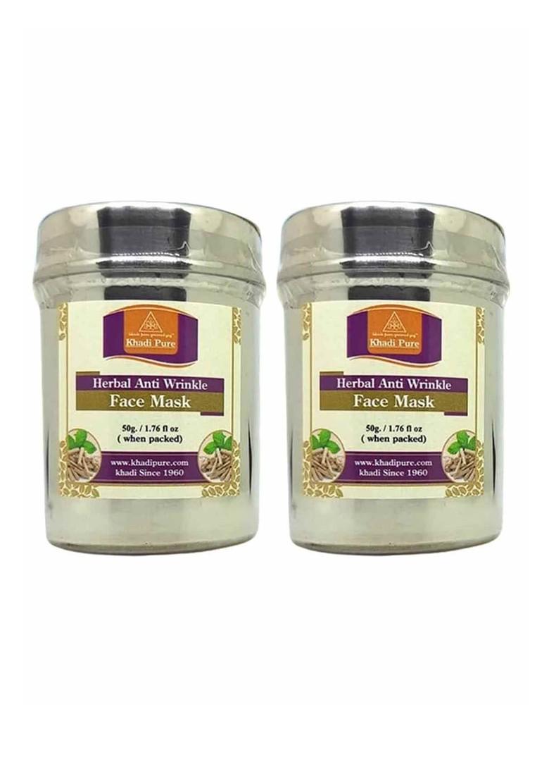 Khadi Pure Set Of 2 Herbal Anti Wrinkle Face Mask With Almond Oil 50 G Each