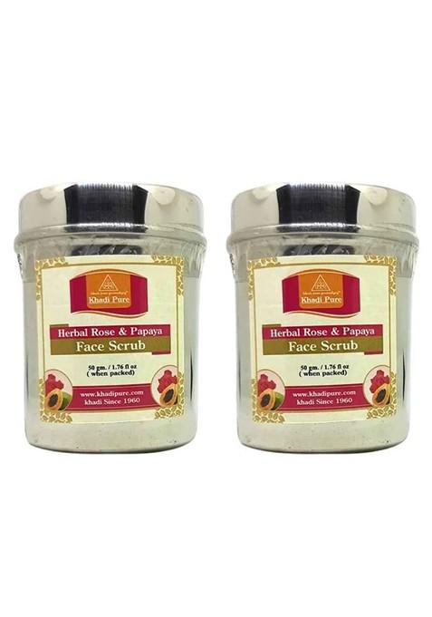 Khadi Pure Set Of 2 Herbal Rose Papaya Face Scrub 100 G Each