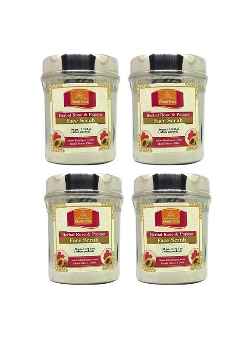 Khadi Pure Set Of 4 Herbal Rose Papaya Face Scrub 50 G Each