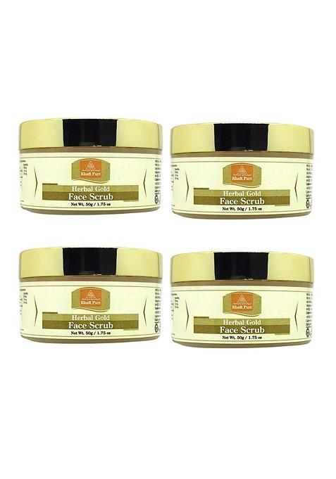 Khadi Pure Set Of 4 Herbal Gold Face Scrub For Hydration 50 G Each