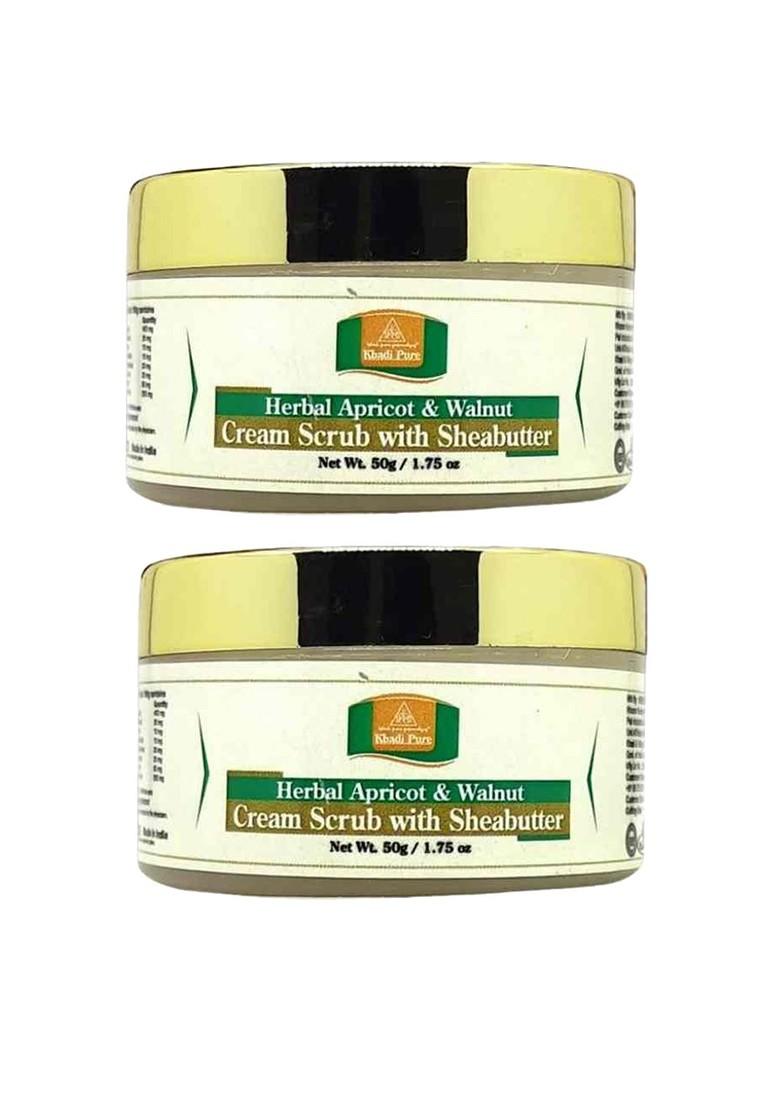 Khadi Pure Set Of 2 Herbal Apricot Walnut Cream Scrub With Shea Butter 100 G Each