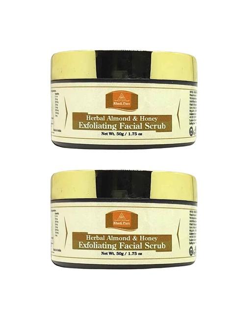 Khadi Pure Set Of 2 Herbal Almond Honey Exfoliating Facial Scrub 50 G Each
