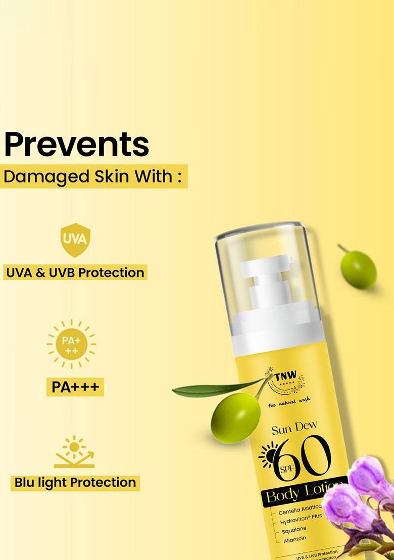 Tnw The Natural Wash Sun Dew Spf 60 Pa Blu Light Protection Body Lotion 100Ml