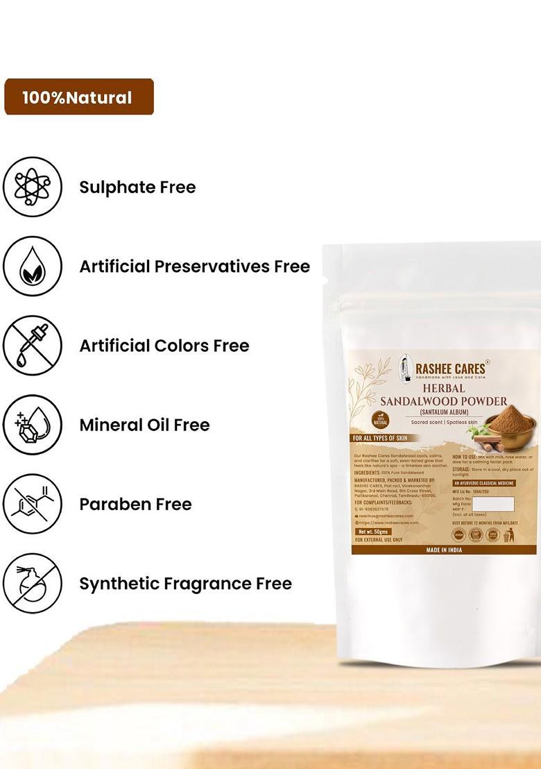 Rashee Cares Herbal Sandalwood Powder For Soothing Skin 50 G