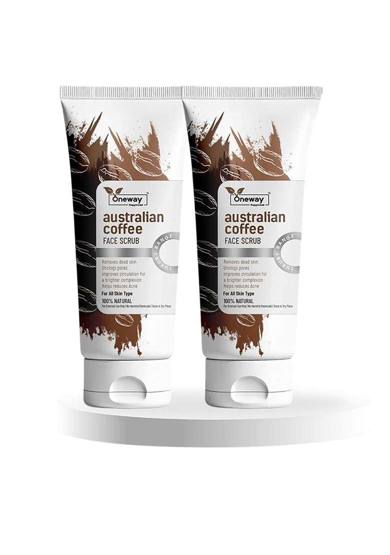 Oneway Happiness Set Of 2 Australian Coffee Face Scrub 100 Ml Each - Indya