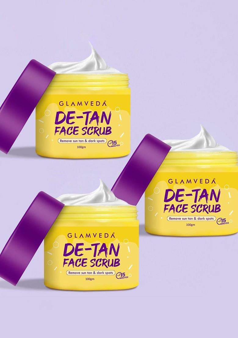 Glamveda Set Of 3 De Tan Face Scrub For Pigmentation 100 G Each