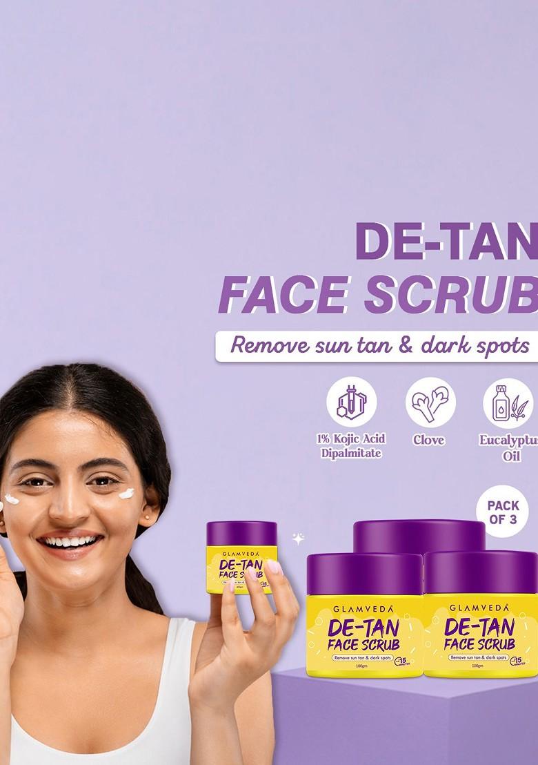 Glamveda Set Of 3 De Tan Face Scrub For Pigmentation 100 G Each