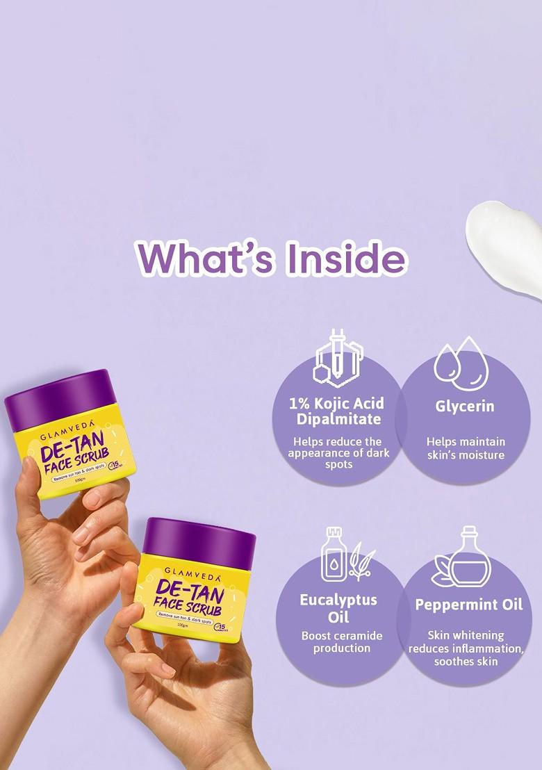 Glamveda Set Of 3 De Tan Face Scrub For Pigmentation 100 G Each