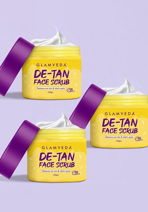 Glamveda Set Of 3 De Tan Face Scrub For Pigmentation 100 G Each