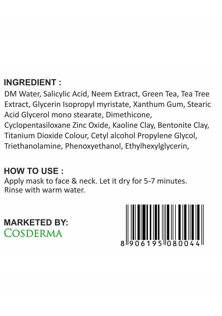 Cosderma Natural Clay Acne Face Mask With Salicylic Acid 50 G
