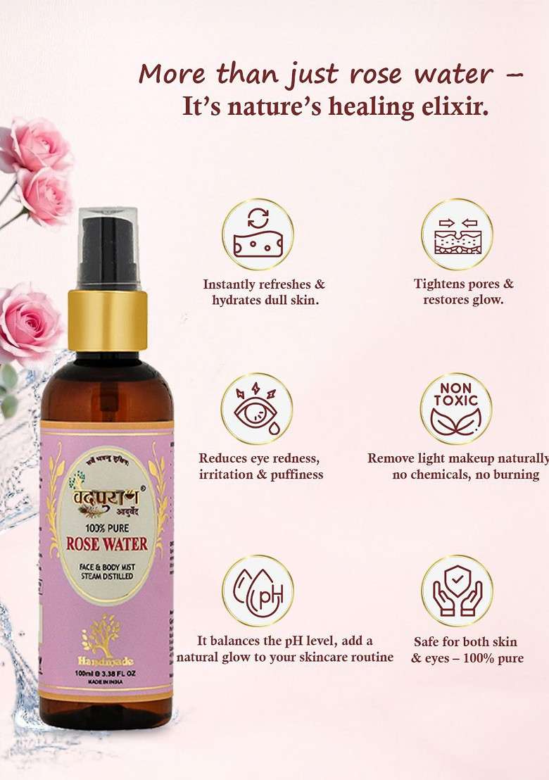 Vedpuran Rose Water 100 Ml - Indya