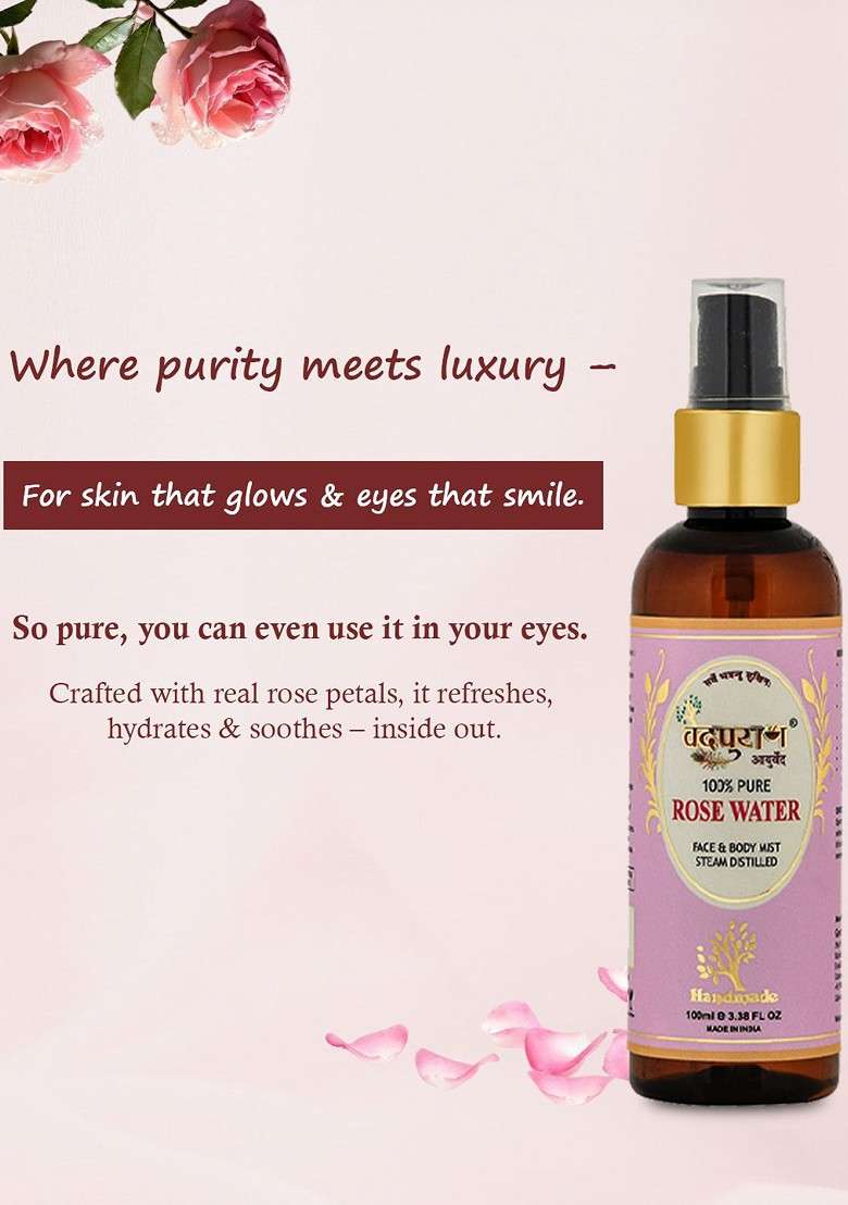 Vedpuran Rose Water 100 Ml - Indya