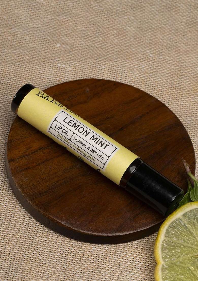 The Bare Bar Lemon Mint Lip Oil With Coconut Jojoba 10 Ml - Indya