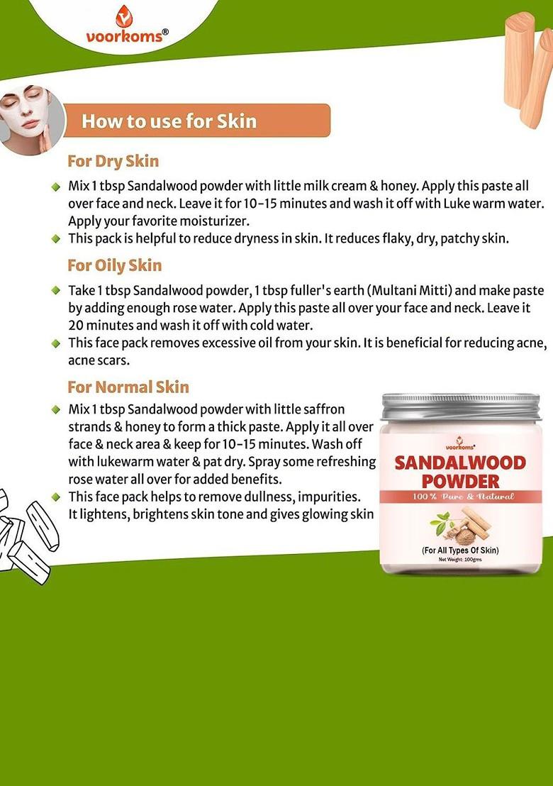 Voorkoms Pure Natural Sandalwood Powder Face Pack 100 G