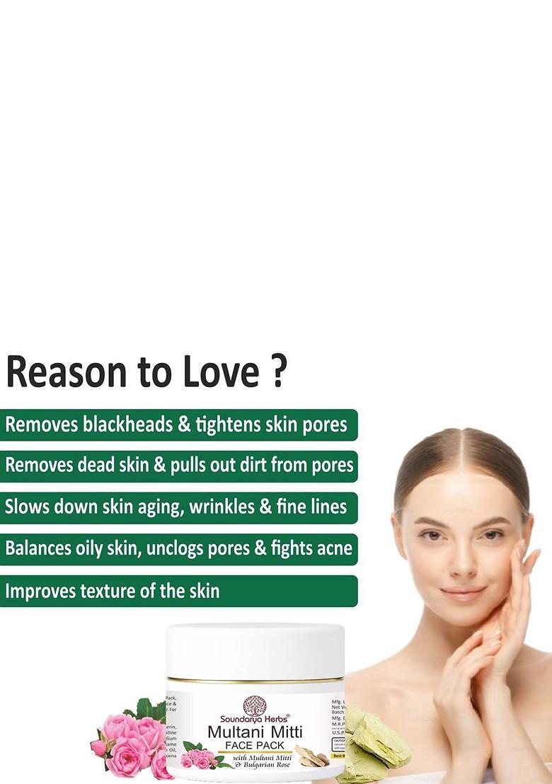 Soundarya Herbs Multani Mitti Face Pack With Bulgarian Rose Oil 100 G