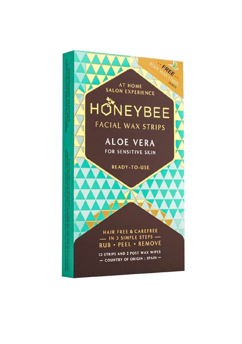 Honeybee Set Of 2 Aloe Vera Full Body Wax Strips 12 8 Post Wipes - Indya