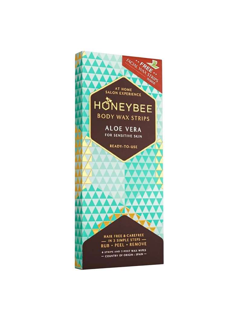 Honeybee Set Of 2 Aloe Vera Full Body Wax Strips 12 8 Post Wipes - Indya