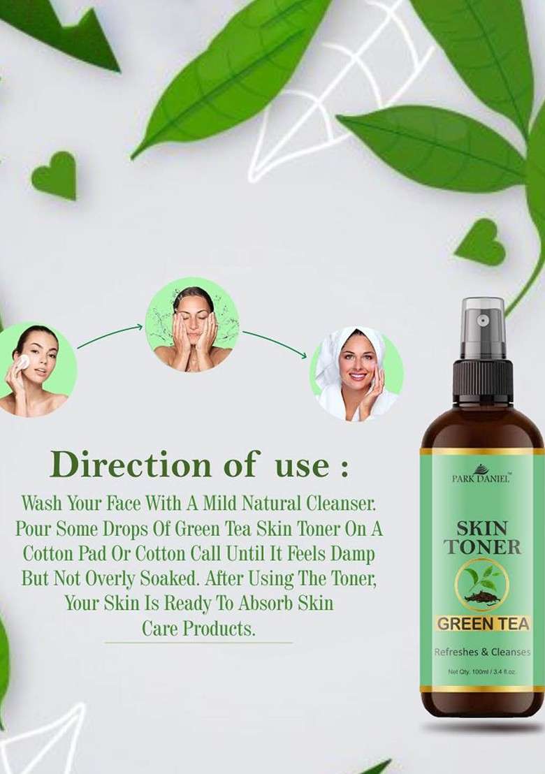 Park Daniel Set Of 3 Clarifying Green Tea Face Toner For Pore Tightening 100 Ml Each - Indya