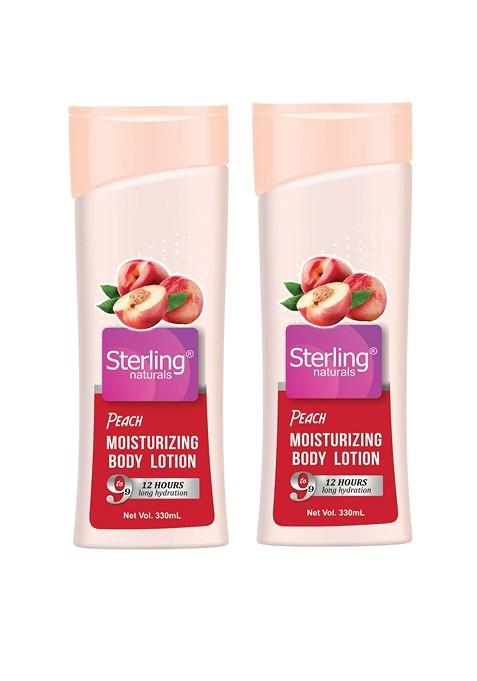 Sterling Naturals Women Body Lotion Peach Pack Of 2 Moisturising All Skin Types 330Ml