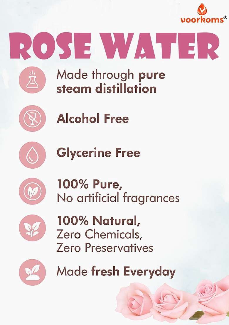 Voorkoms Rose Water For Pore Reduction 200 Ml - Indya