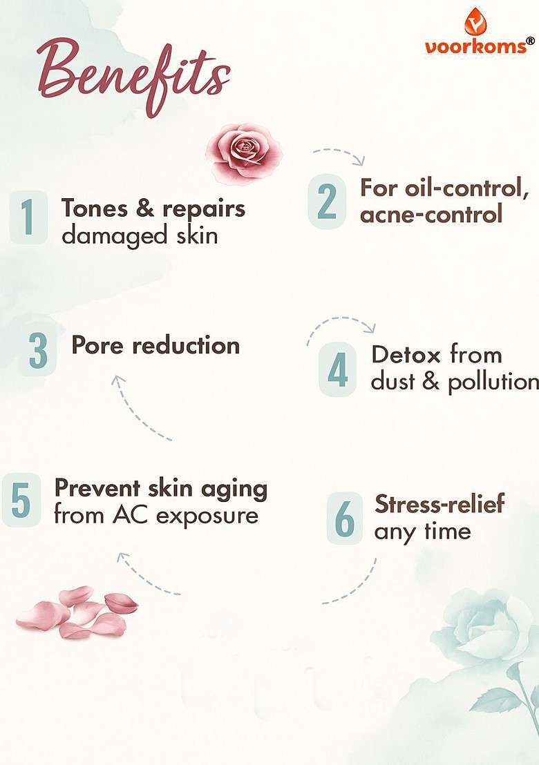 Voorkoms Rose Water For Pore Reduction 200 Ml - Indya