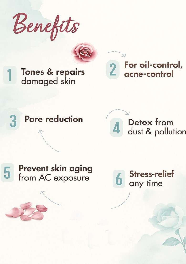 Voorkoms Pure Natural Rose Water For Pore Reduction 200 Ml - Indya