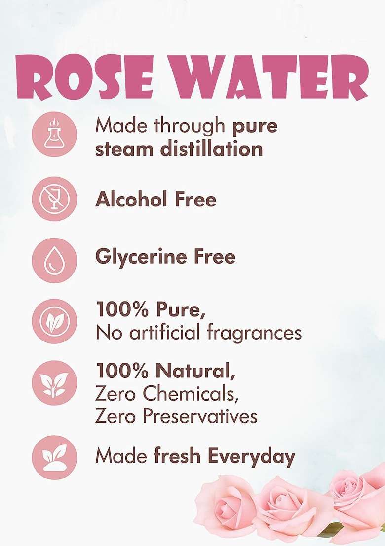 Voorkoms Pure Natural Rose Water For Pore Reduction 200 Ml - Indya