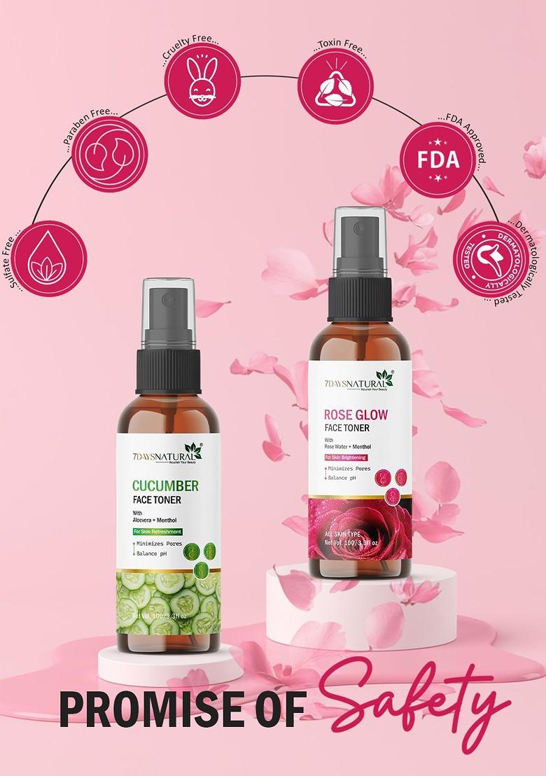 7Daysnatural Rose Glow Face Natural Toner 100 Ml