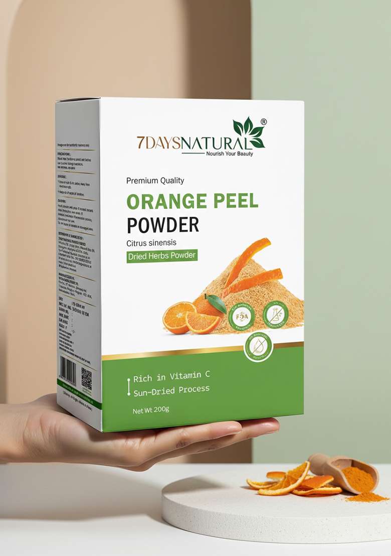 7Daysnatural Natural Orange Peel Powder For Hair Face 200 G - Indya