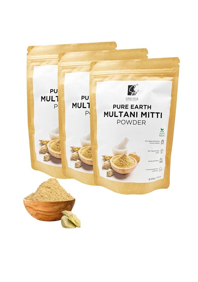 Sneira Set Of 3 Pure Earth Multani Mitti Powder Face Pack 200 G Each