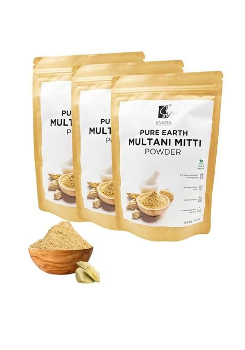 Sneira Set Of 3 Pure Earth Multani Mitti Powder Face Pack 200 G Each