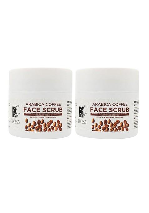 Sneira Unisex Set Of 2 Arabica Coffee Exfoliating Face Scrub 100 G Each