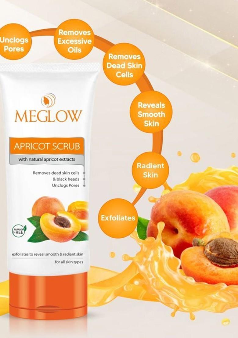 Meglow Set Of 3 Apricot With Vitamin E Exfoliating Face Scrub 70 G Each