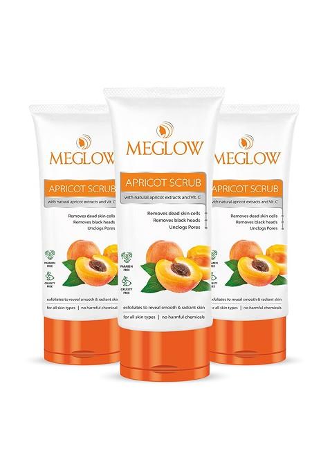 Meglow Set Of 3 Apricot With Vitamin E Exfoliating Face Scrub 70 G Each