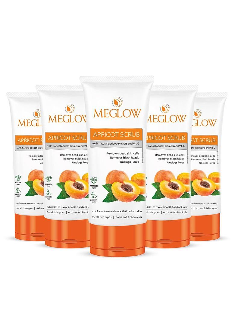 Meglow Set Of 5 Apricot With Vitamin E Exfoliating Face Scrub 70 G Each