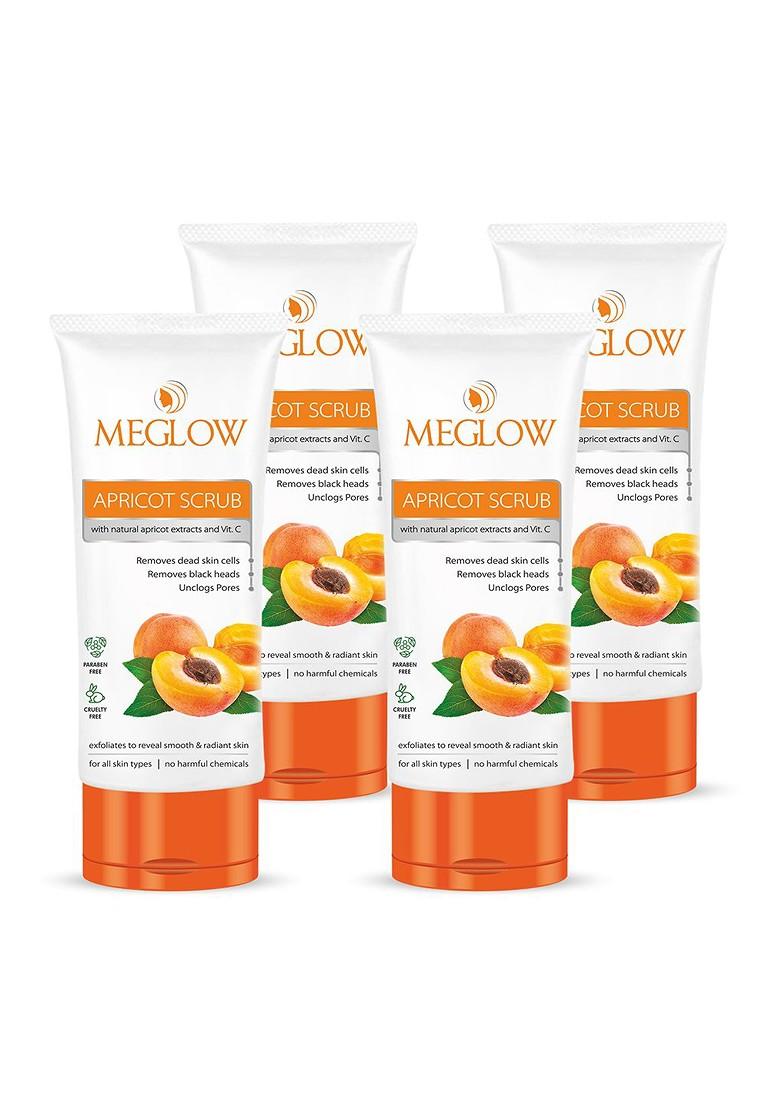 Meglow Set Of 4 Apricot With Vitamin E Exfoliating Face Scrub 70 G Each