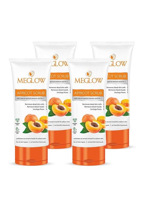 Meglow Set Of 4 Apricot With Vitamin E Exfoliating Face Scrub 70 G Each