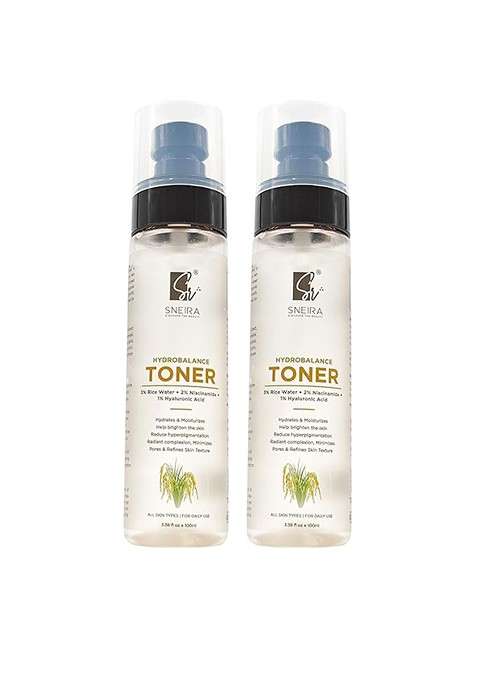 Sneira Set Of 2 Hydrobalance Toner For Glowing Skin With 3 Rice Water 100 Ml Each