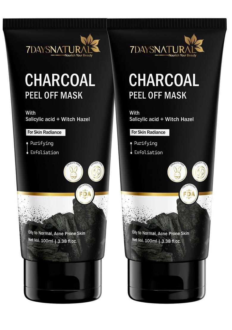 7Daysnatural Natural Nourish Your Beauty Set Of 2 Charcoal Salicylic Acid Peel Off Mask 100Ml Each