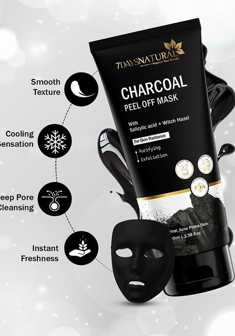 7Daysnatural Natural Nourish Your Beauty Set Of 2 Charcoal Salicylic Acid Peel Off Mask 100Ml Each
