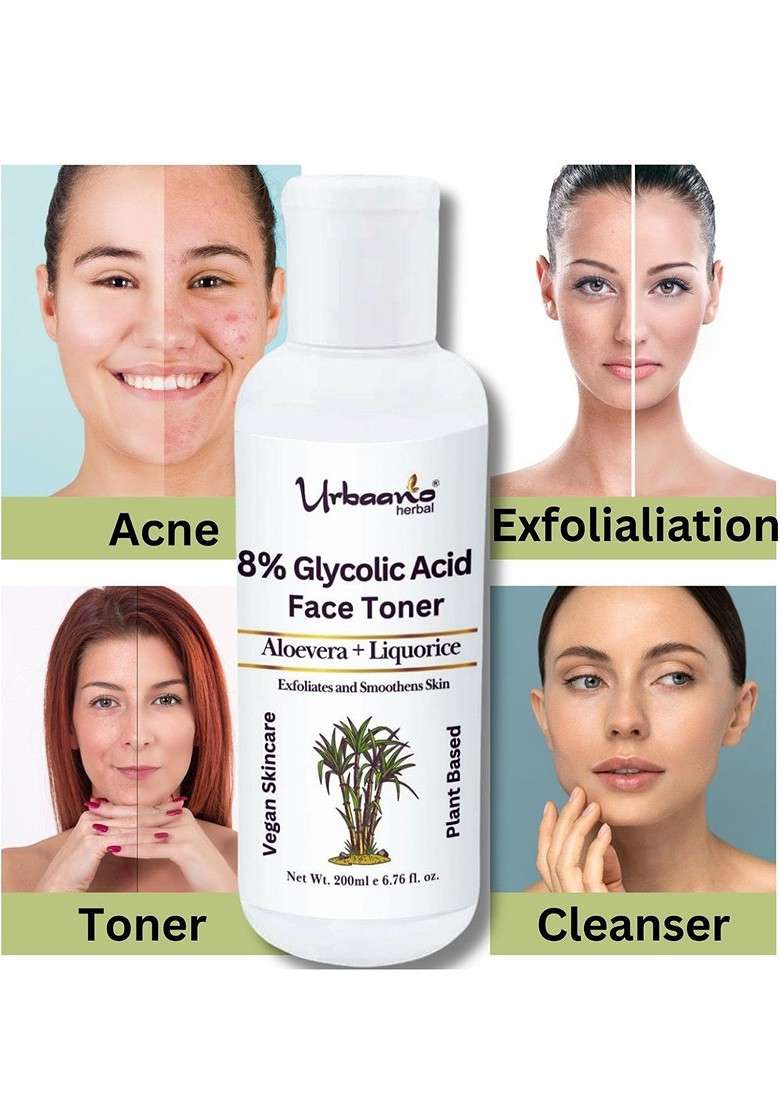 Urbaano Herbal 8 Glycolic Acid Toner 200 Ml - Indya