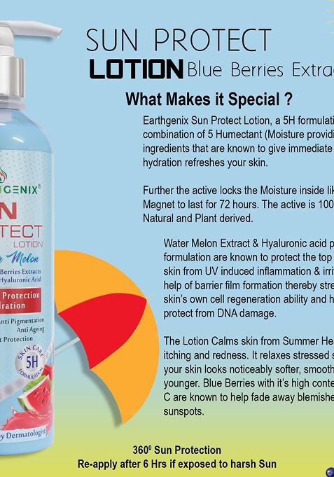 Earthgenix Sun Protect Lotion With Watermelon Blue Berries Extracts 300 Ml