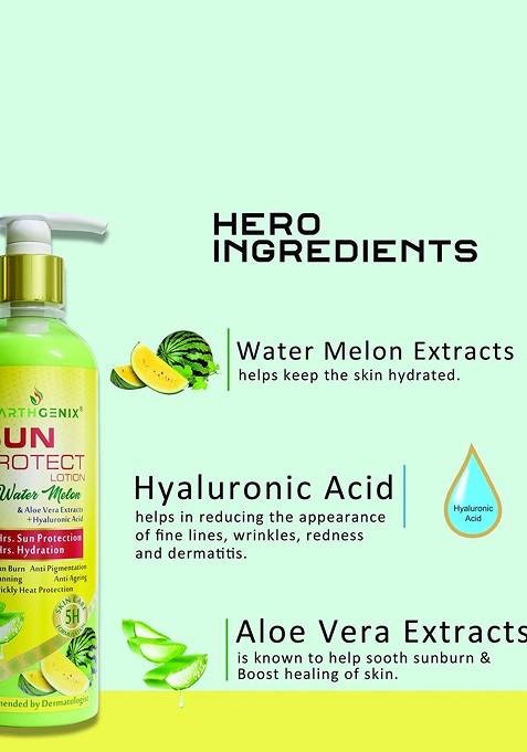 Earthgenix Sun Protect Lotion With Water Melon Hyaluronic Acid 300 Ml